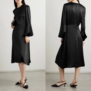 Stella McCartney Draped Duchesse Satin Midi Dress 46